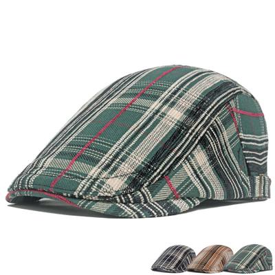 Men's Plaid Beret Winter Velvet Warm Cap British Forward Cap Female Painter Cap Newsboy Caps for Men