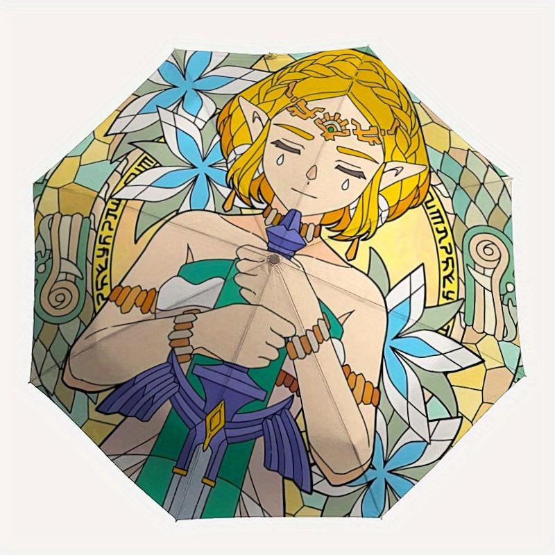 

1pc The Legend of Zelda Automatic Open/close Folding Portable Umbrella with 8-Rib Structure for Women/Men, All-Season Use a0901001