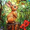 Yousheng Easter Window Clings Stained Glass Bunny UV Resistant Window Privacy Film Removable Static Decals for Living Room Bedroom Bathroom