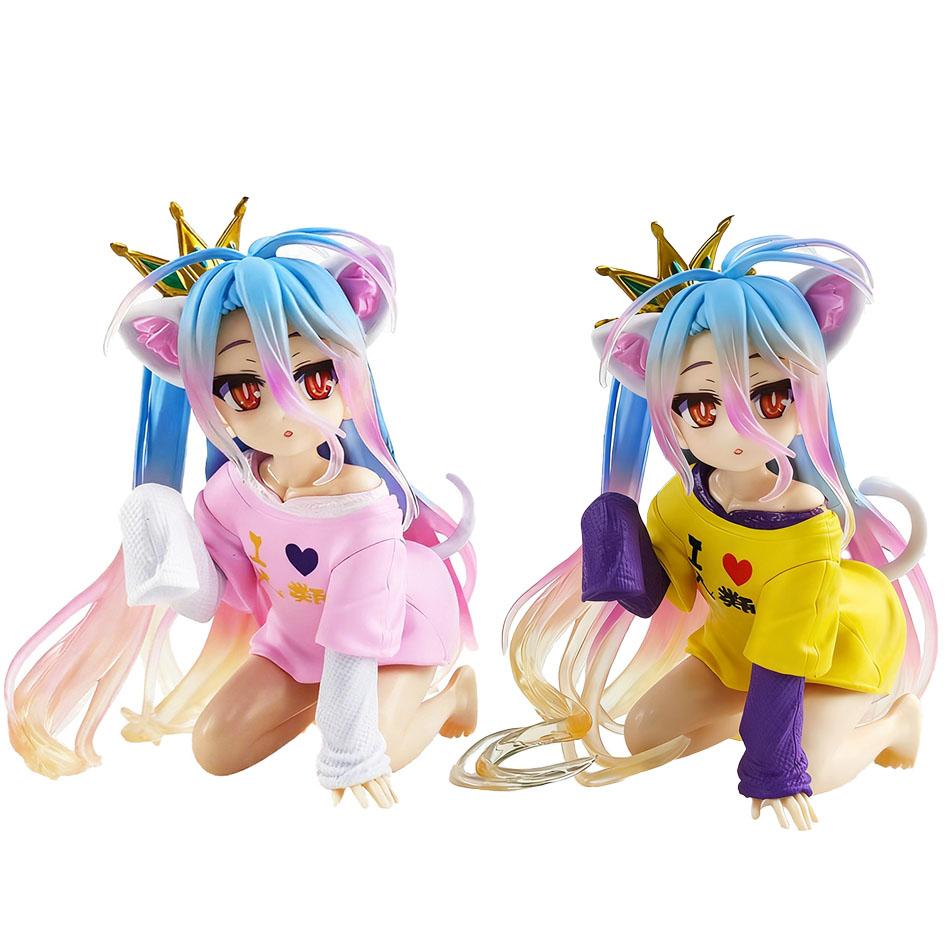 New No Game No Life Anime Figure Desktop Cute Cat Ear Shiro Action Figure Room Decorations PVC Adult Collection Model Doll Toys