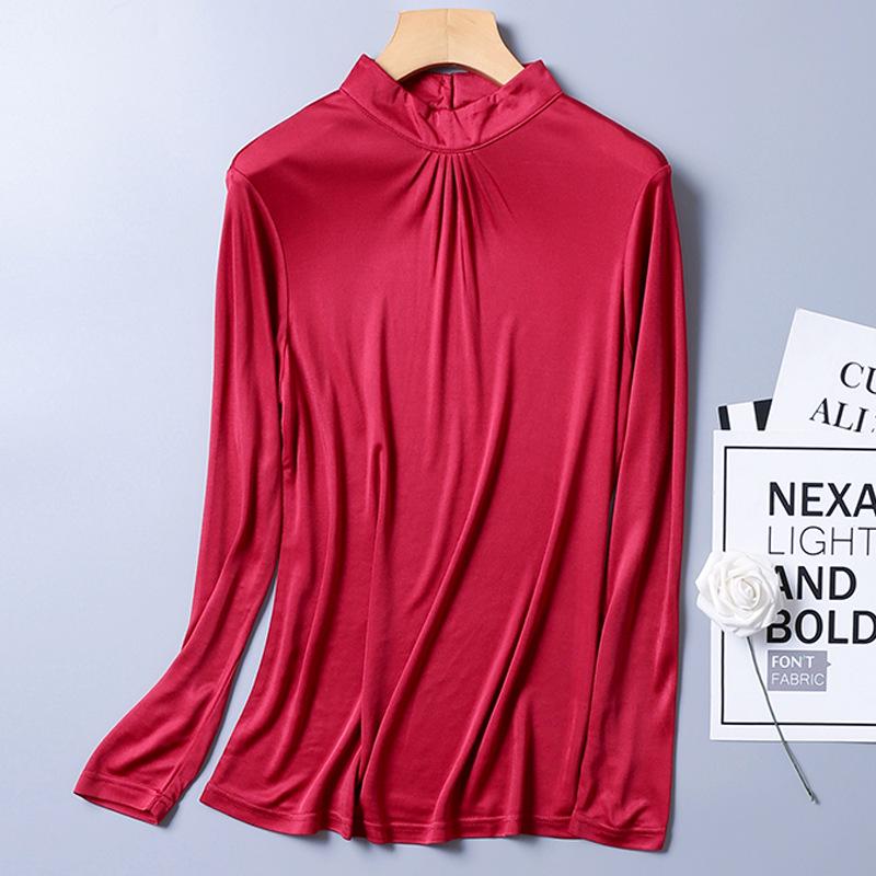 Autumn/Winter Women's High Neck Ruffle Collar Silk Knit Top