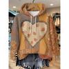 Womens Relaxed Fit Hooded Long Sleeve Sweatshirt With 3D Floral Plaid Print Breathable Comfort Casual Top