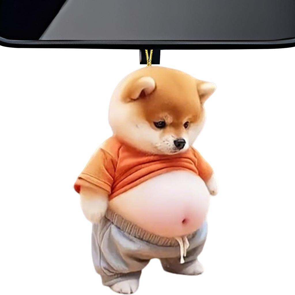 Chubby Cat Dog Animal Car Decoration Acrylic 2D Car Accessories Rearview Mirror Hanging Auto