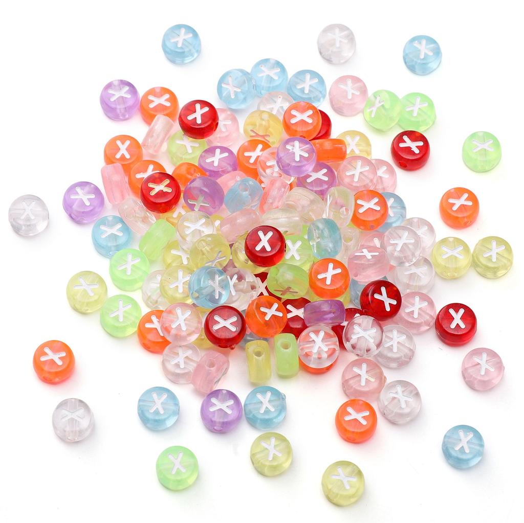 100Pcs Acrylic Letter Beads Round Loose Beads for DIY Bracelet Fashion Jewelry Making