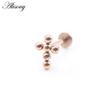 Alisouy 1PC Stainless Steel Cross Ball Threaded Ear Tragus Helix Labret Lip Rings Cartilage Stud Earrings Piercing Body Jewelry