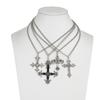 Gothic Dark Style Diamond Cross Pendant Necklace Trendy I Metal Chain Necklace Set