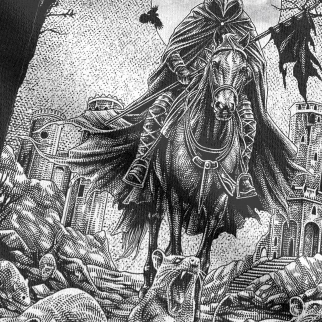 Schwarzer Tod Europa-Tour T-Shirts für Herren Reine Baumwolle Vintage T-Shirt Rundhals T-Shirt Kurzarm Kleidung Erwachsener