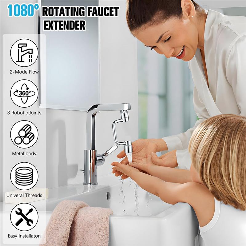 A96I-Faucet Aerator 1080° Rotation Flexiflow, Extender U Shape Extension Kit For Bathroom Sink/Kitchen Faucets