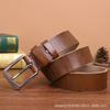 Ledder Belt Men's Trendy Work Pants Men's Genuine Leather Pure Cowhide Casual Handmade Retro Needle Buckle Jeans Belt