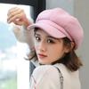 Solid Color Baker Cap Adjustable Strap Octagonal Cap Vintage Newsboy Cap  Autumn Winter