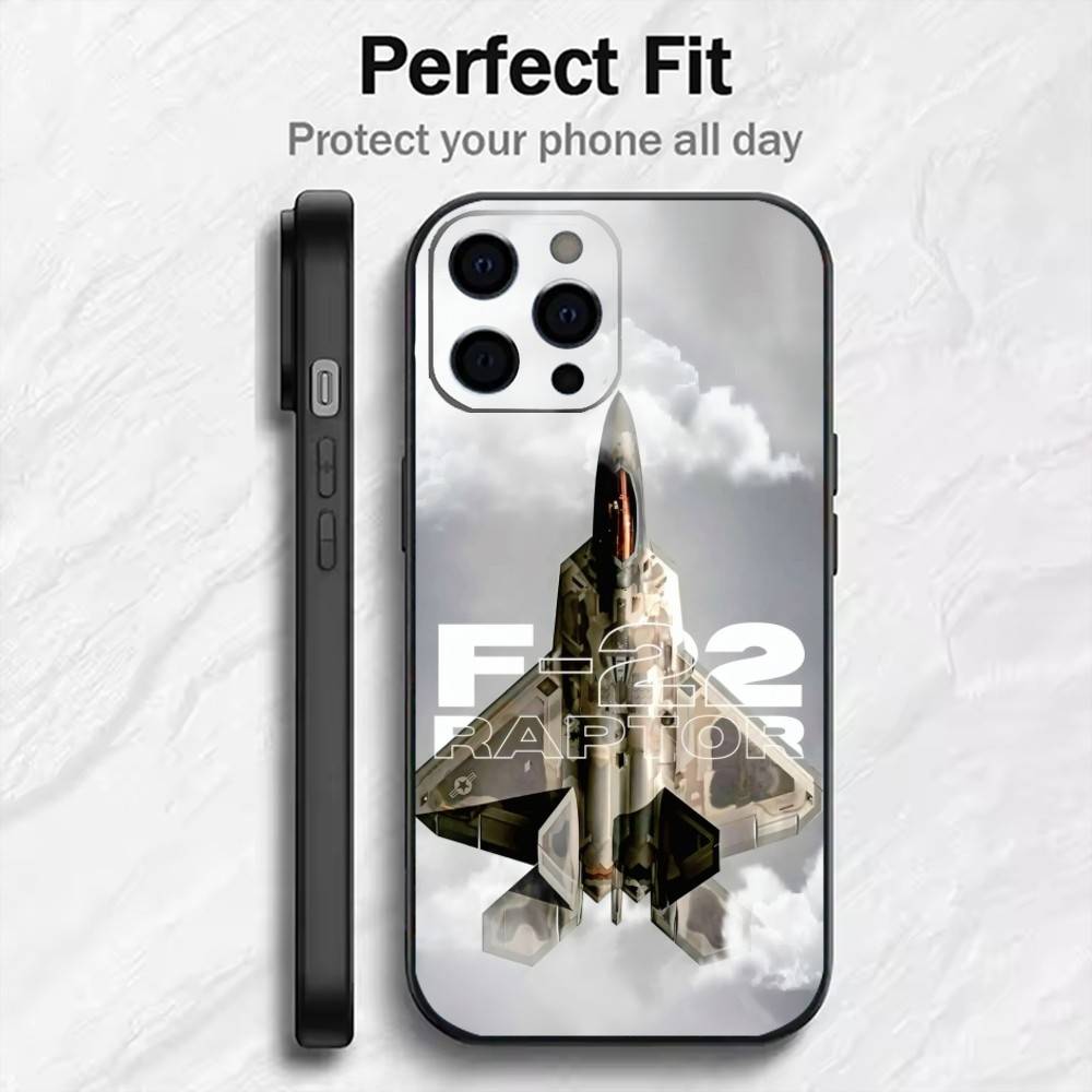 F-Fighter JetS SU-57 F-22 Phone Case For iPhone17,16,15,14,13,12 Plus,Max Soft Silicone Black Cover iPhone16