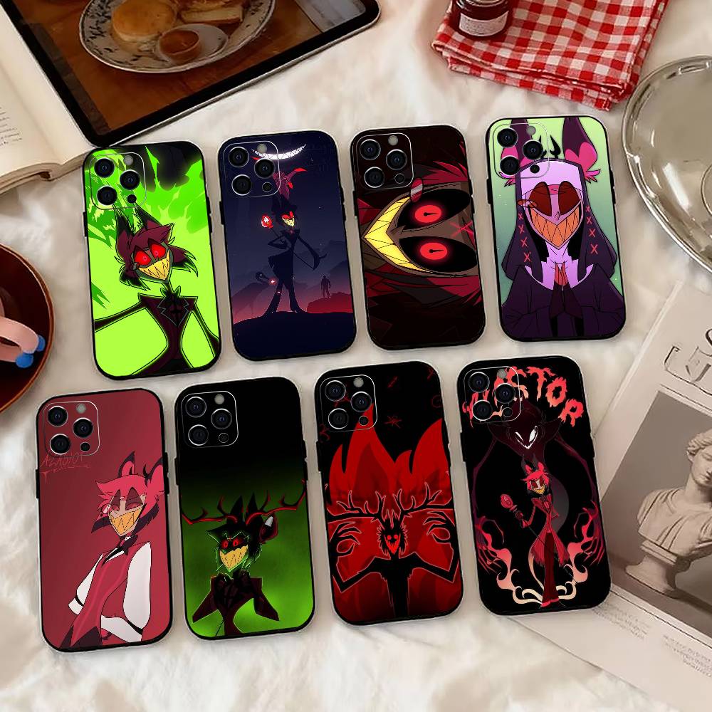 Hazbin Hotel A-Alastor Phone Case For iPhone 17,16,15,14,13,12,11 Plus,Pro Max,XS,Soft Silicone Black Cover