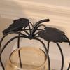 Iron, Glass Iron Glass Candle Holder with Amber Cup Candlestick Combined Iron Glass Material Table Centerpiece Candle Ornament