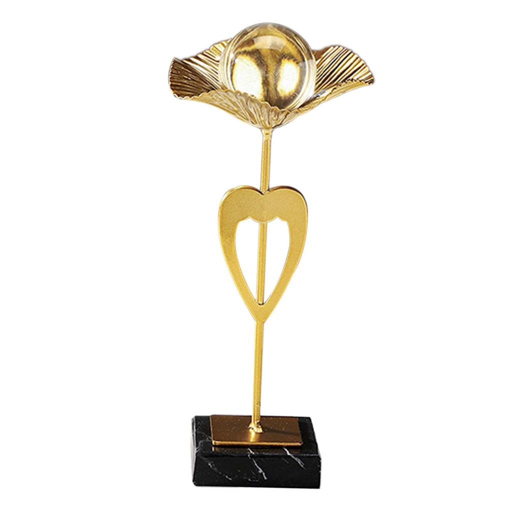 Ball Ornament Figurine Sculpture Home Collectible Birthday Metal Leaf Statue