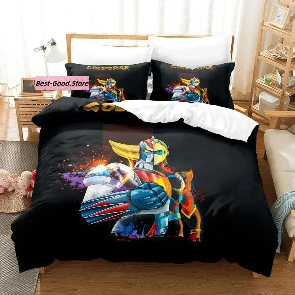 Mechanical Goldorak Bedding Set Single Twin Full Queen King Size Bed Set Aldult Kid Bedroom Duvetcover Sets Cartoon Anime Bed