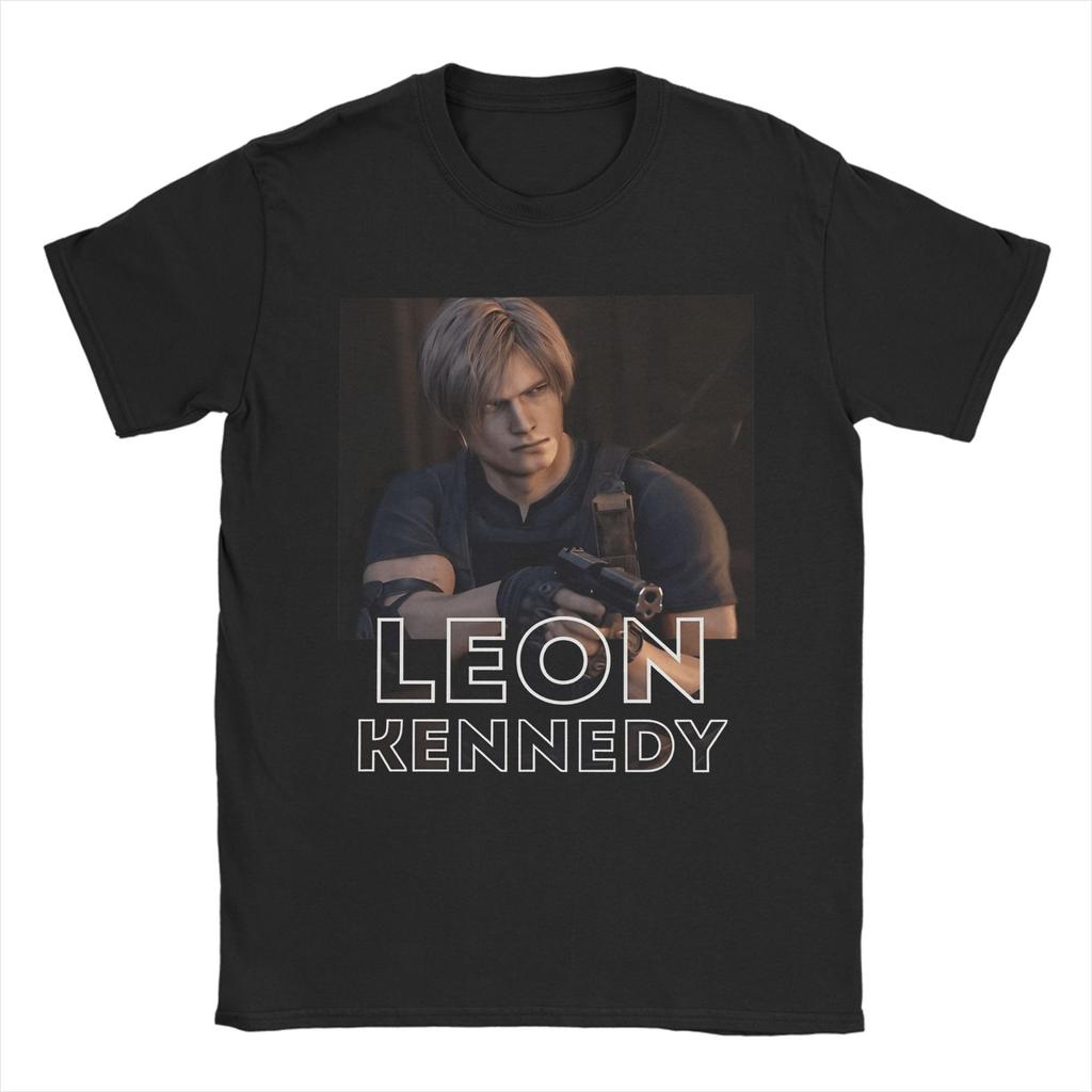 leon s kennedy T Shirt Beach Cotton TShirts For Men Hip Hop Loose Tee Shirt Short Sleeve Funny Top Tees