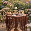 Spitzen-Tischdecke Tischdecke, Florale Tischabdeckung, Retro-Sägeblatt-Stoff mit hoher Dichte für Esstisch, Rustikale Hochzeitsfeier Brautparty Dekoration