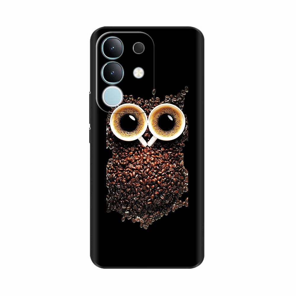 For Vivo Y29 4G Black Back Cover Fashion Flower Butterfly Painting Case Soft TPU Silicone Fundas For Vivo Y29 4G Protect Cover