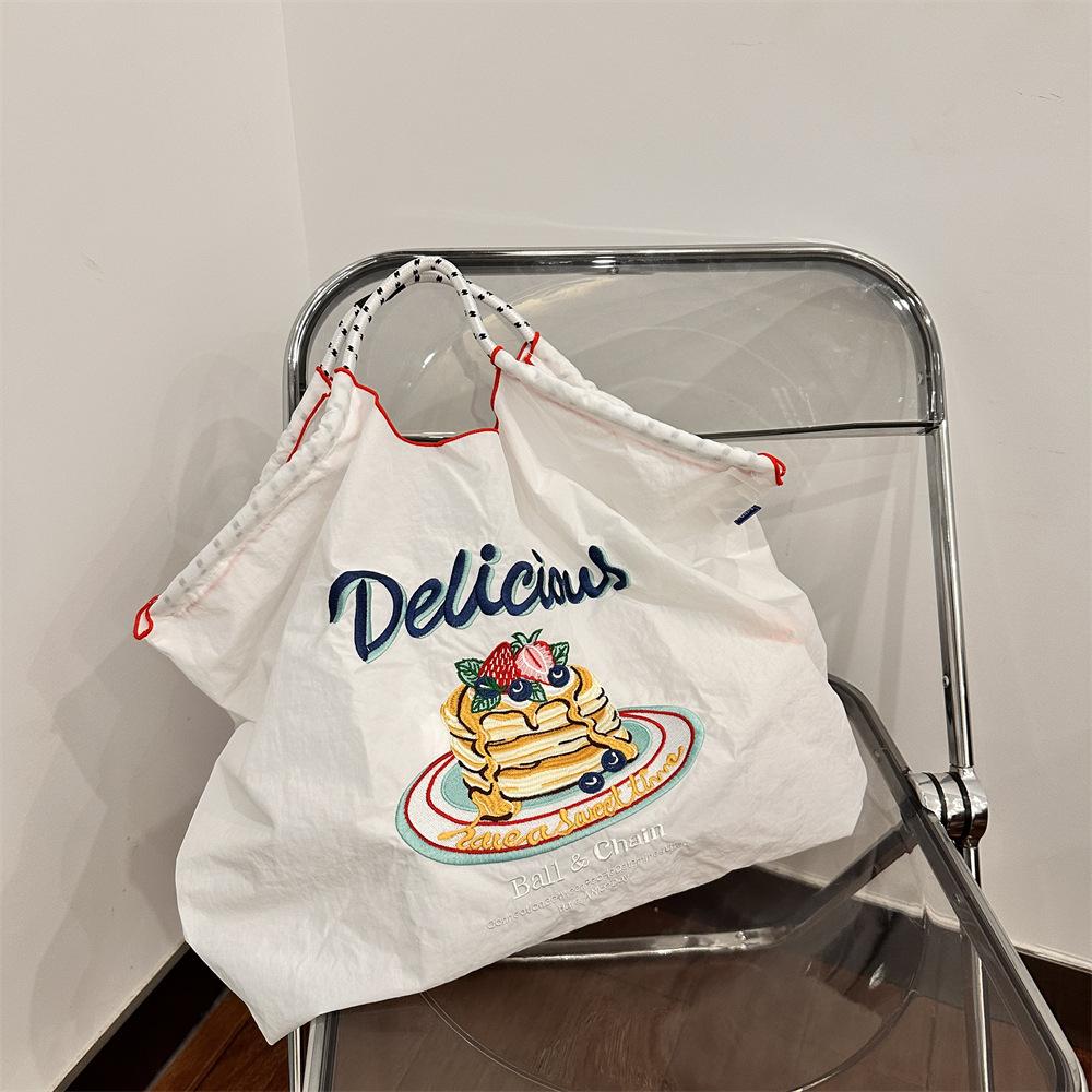 

Donut embroidered shopping bag niche large capacity shoulder bag