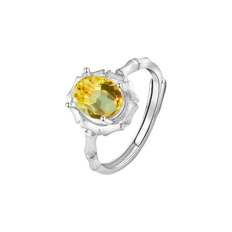 S925 sterling silver stud earrings necklace ring set with natural crystal stone brushed craftsmanship light luxury section high-rise jewelry set
