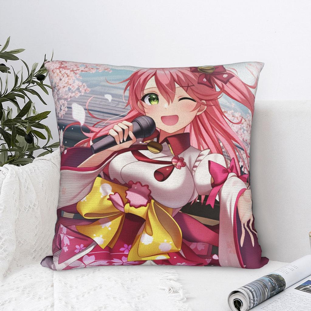 Hot Girl Kawaii Sakura Miko Pillow Cover Vintage Pillow Case For Office Car Home Decor Soft Cushion Cover Gift