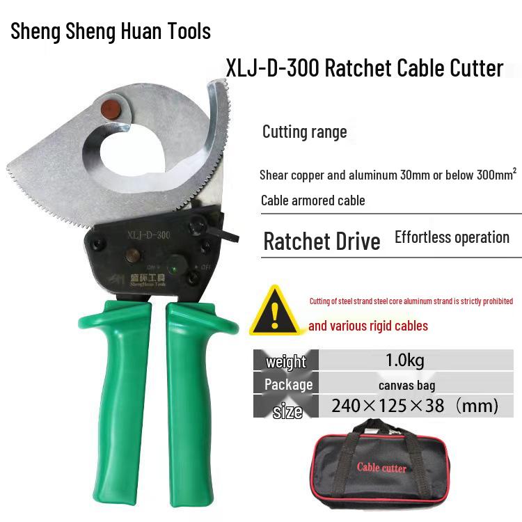 Steel Ratchet Cable Cutter Pliers for Copper, Aluminum, and Strand Cables (Models J40, J52, J75, J95, J130)