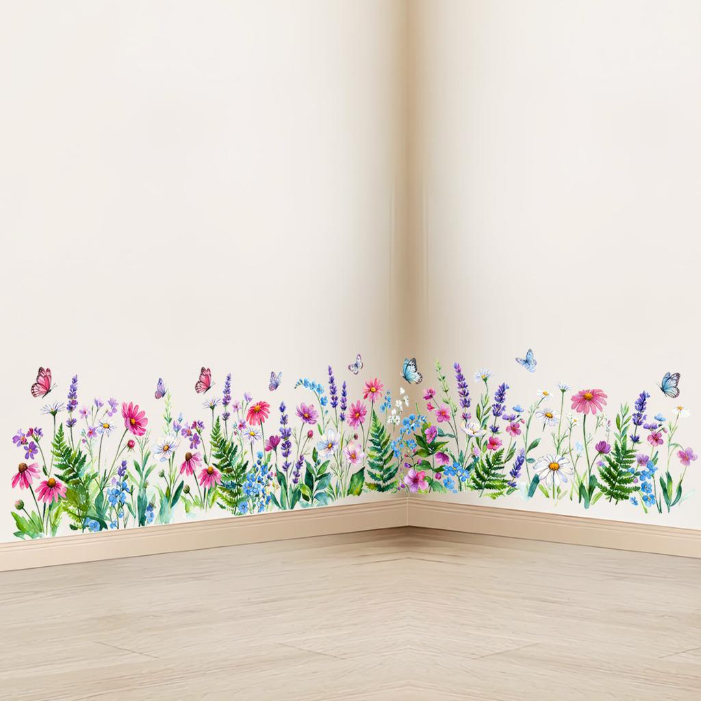 Fresh And Elegant Plant-themed Green Leaves, Flowers, And Butterflies Decorative Wall Stickers For Bedroom Bedside Tables And Cabinets.