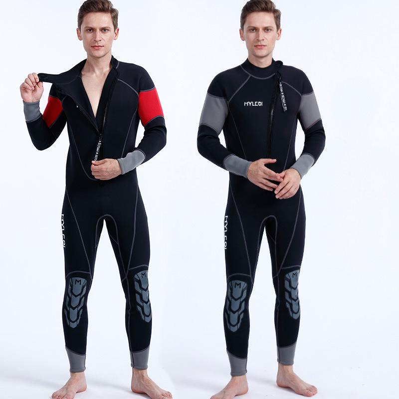 MYLEDI 3mm Front Zip One-Piece Diving Wetsuit, Warm & Cold-Proof.
