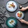 Creative Gradient Ceramic Steak Plate Dessert Plate Pasta Plate Sushi Plates Serving Plates Restaurant Specialty Tableware