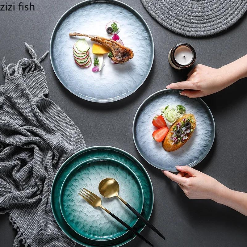 Creative Gradient Ceramic Steak Plate Dessert Plate Pasta Plate Sushi Plates Serving Plates Restaurant Specialty Tableware