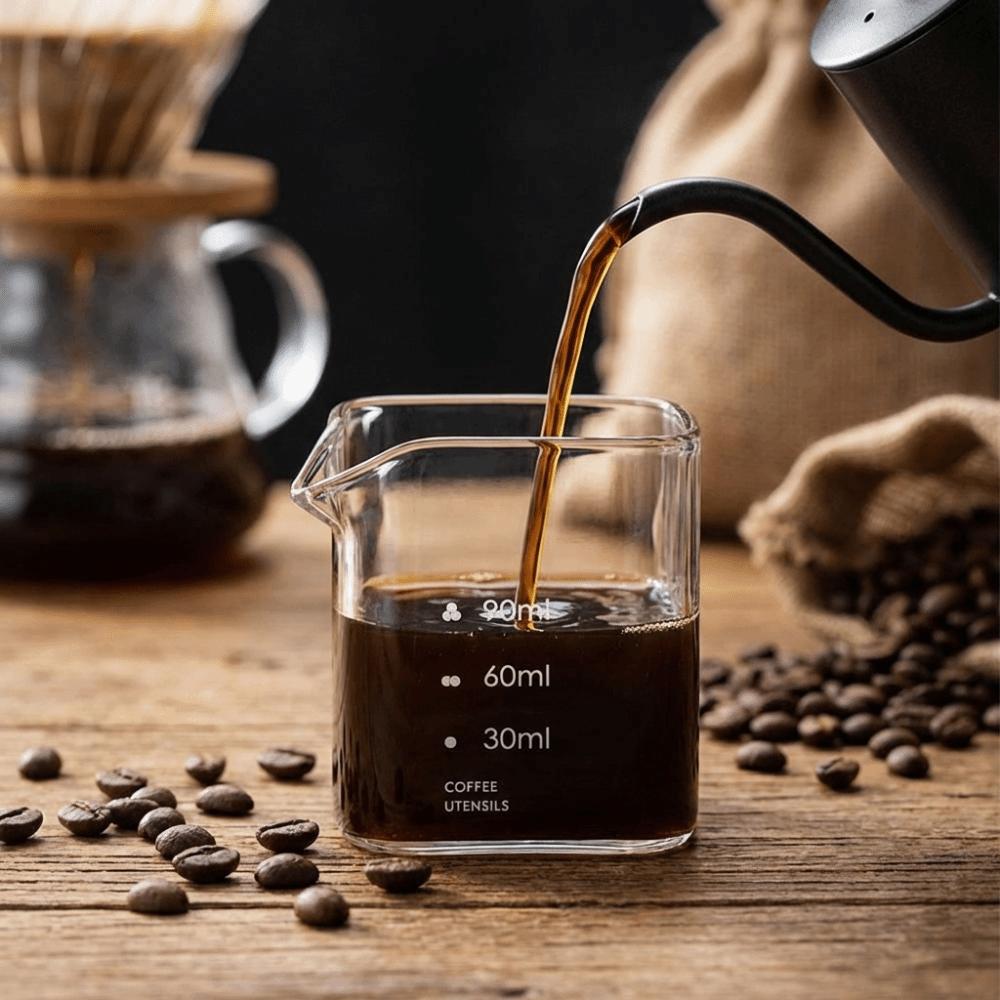 2PCS with Scale Square Measuring Pitcher Transparent Measuring Mini Espresso Cup Milk Cup  Bar Use