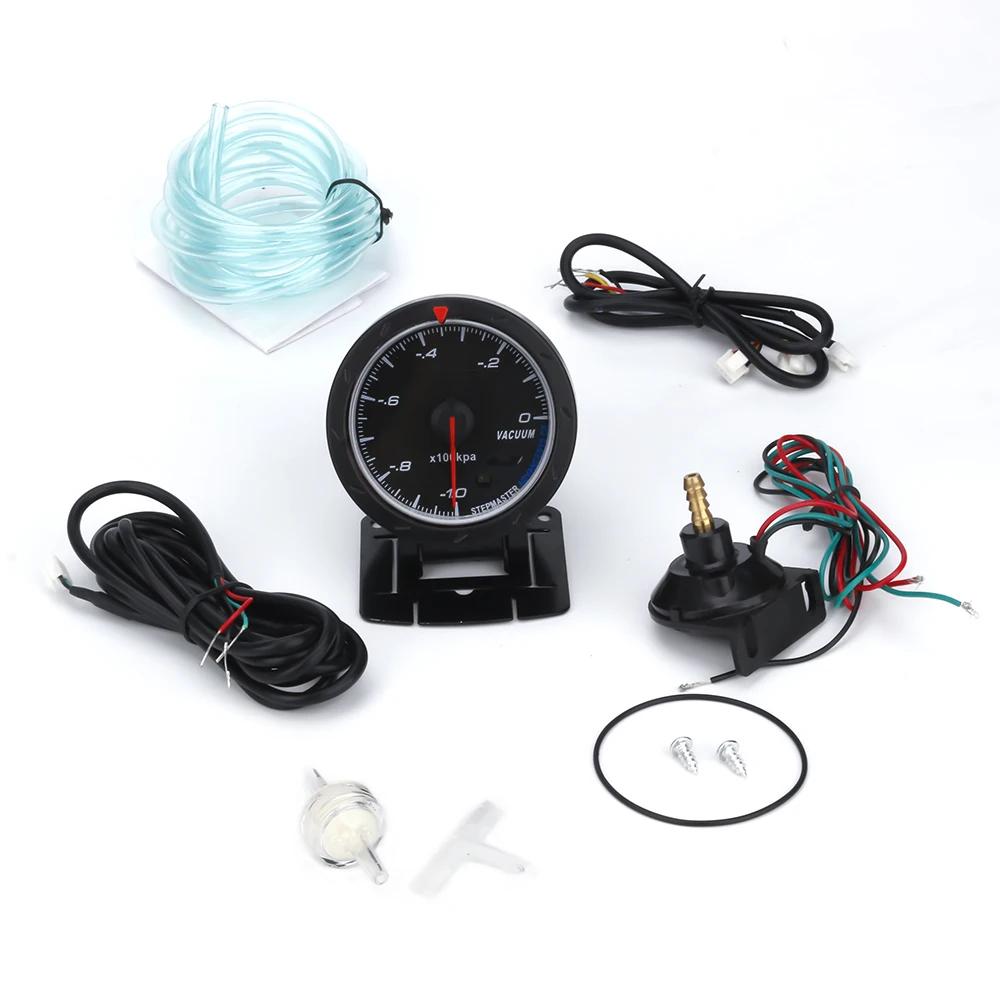 60MM Racing Auto Vacuum Gauge Meter Black Face With White Lighting Car Vacuum meter with sensor