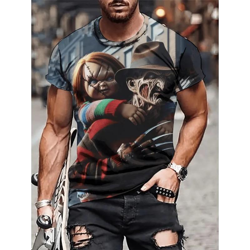 Funny Cartoon Animal Print Men's Fashion Short-sleeved Harajuku Street Fashion Comfortable And Breathable Men's T-shirt