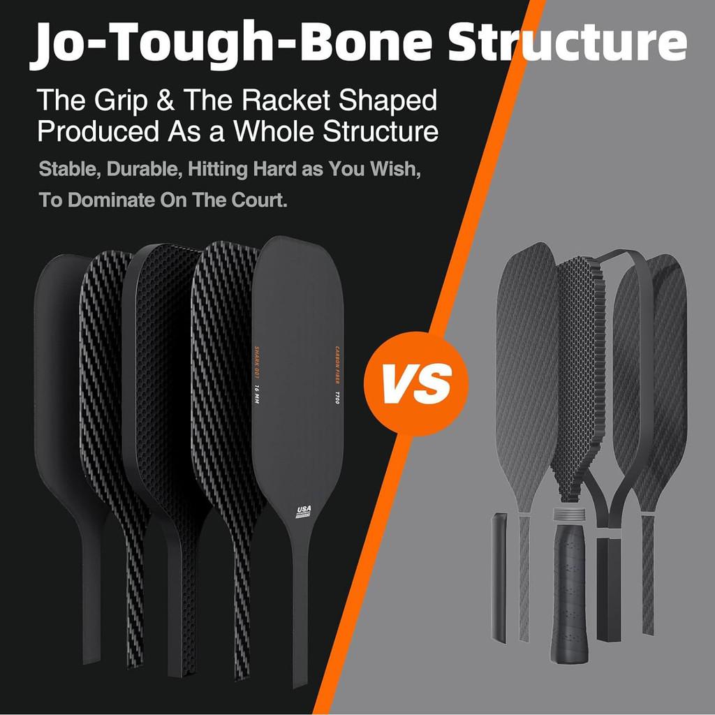 T700 16MM Enhanced Sweet Spot & Control & Power Anti-slip Grip Carbon Fiber Frosted Surface Pickleball Paddle