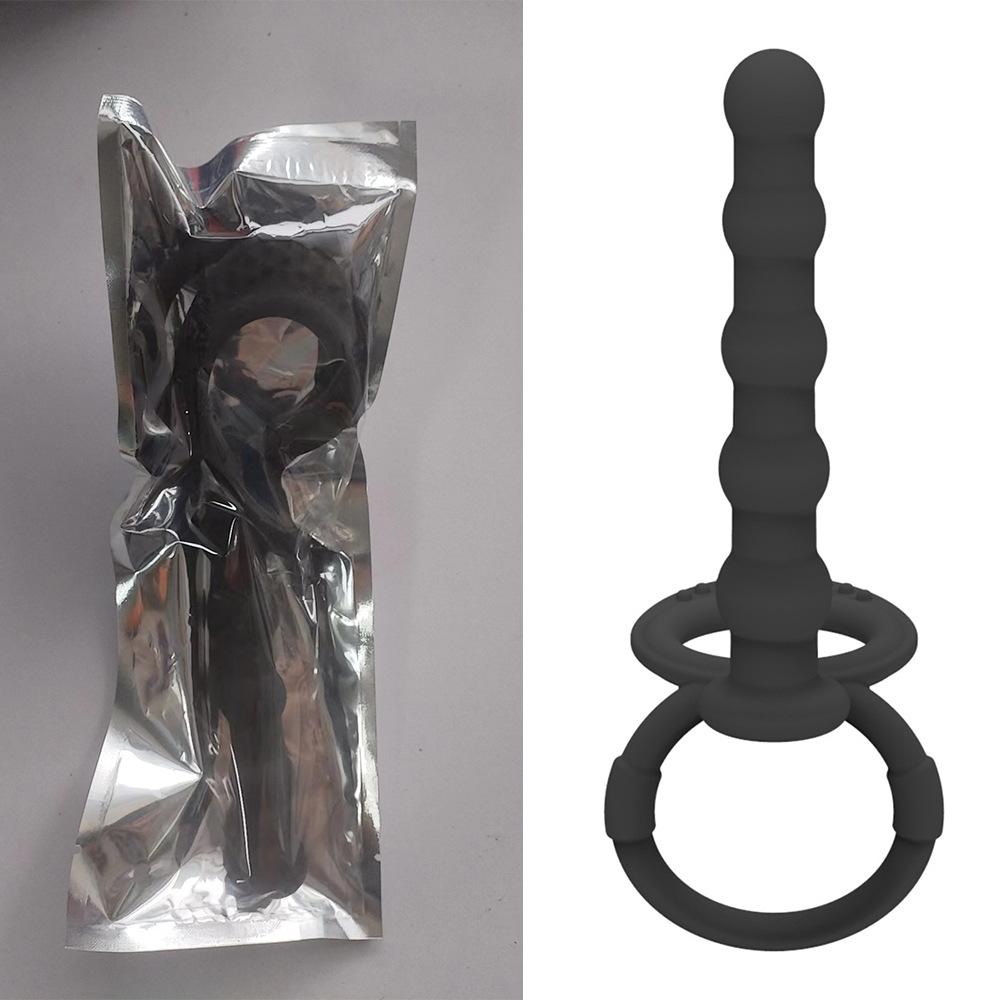Silicone Anal Expansion for Men and Women Back Court Masturbation Device Double Ring Pull Beads Horseshoe Ring Butt Plug Adult Sex Product