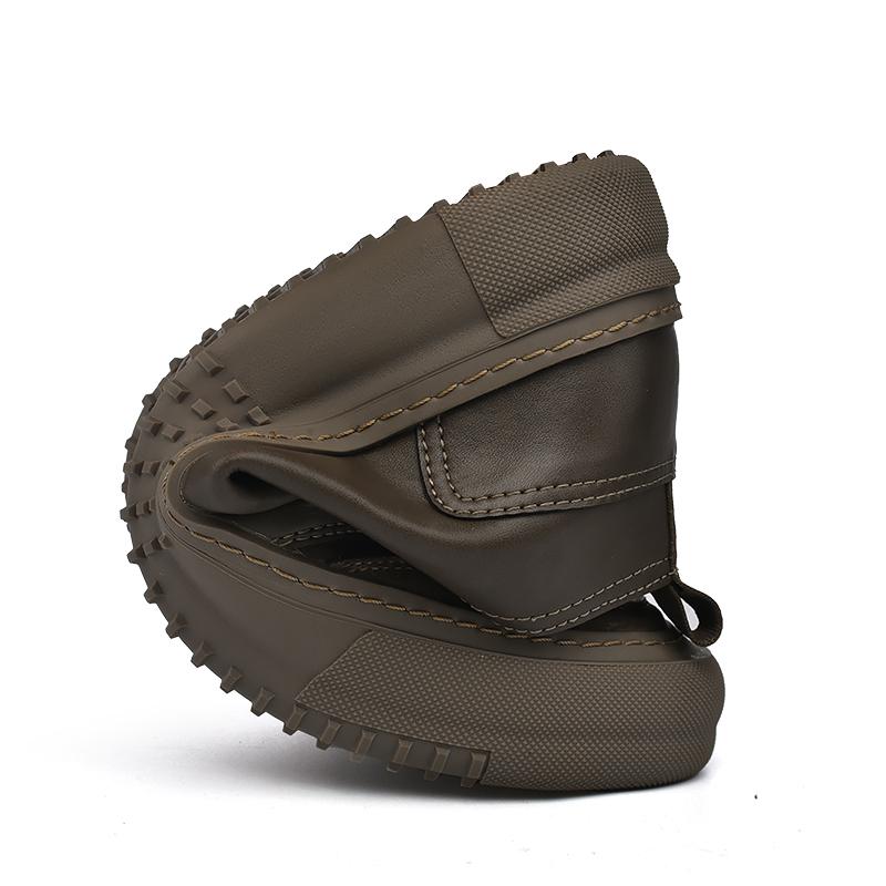 Мужская повседневная кожаная обувь с высоким берцем 44 хаки — фото 13