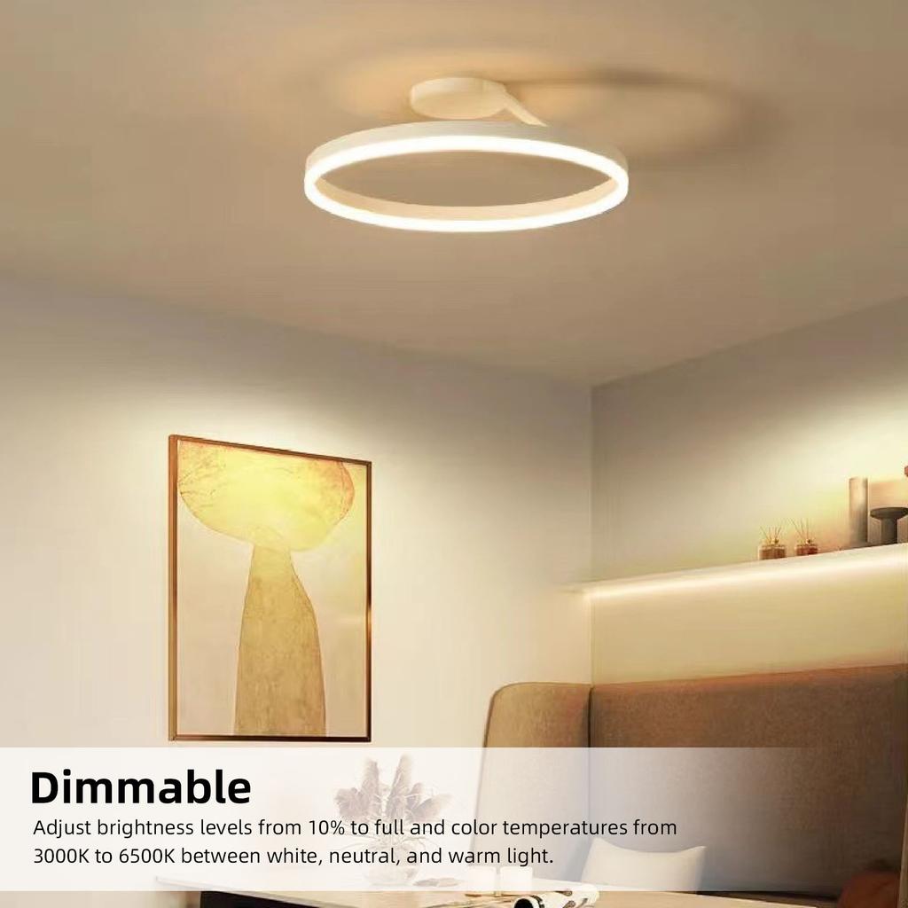LED Ceiling Light Modern Round Dimmable Flush Mount Ceiling Light Fixture with Remote Control APP for Living Room Home
