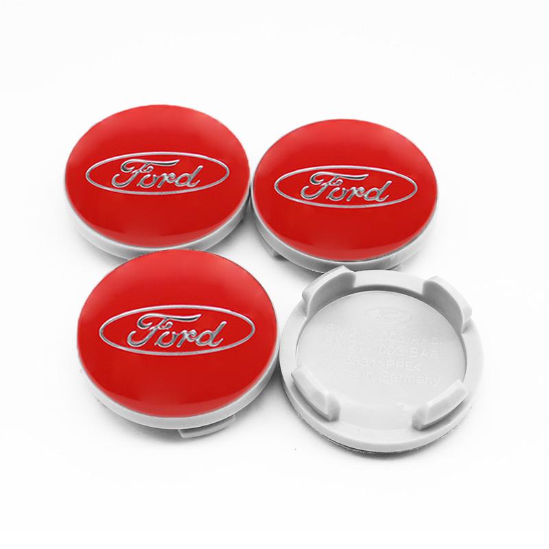 AJI1 4Pc 54MM Wheel Centre Caps Set Hub Centre Rim Cover Badge Blue Center Wheel Cap Kit Fit For Ford ST Most Models Auto Accessories