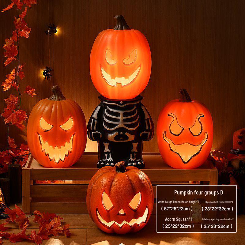 Halloween Light-Up Hollow Pumpkin Lantern for Outdoor Decor