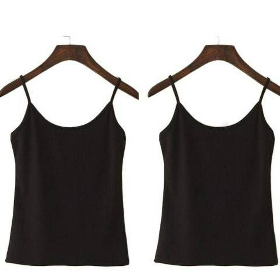 Women's Solid Color Slim Fit Camisole - Anti-Exposure Base Layer (1-2 Pieces) for Inner or Outer Wear