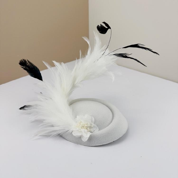 1920s Medieval Hairpin Feather Felt Hat Prom Party Hair Clip Headband Anti-Slip