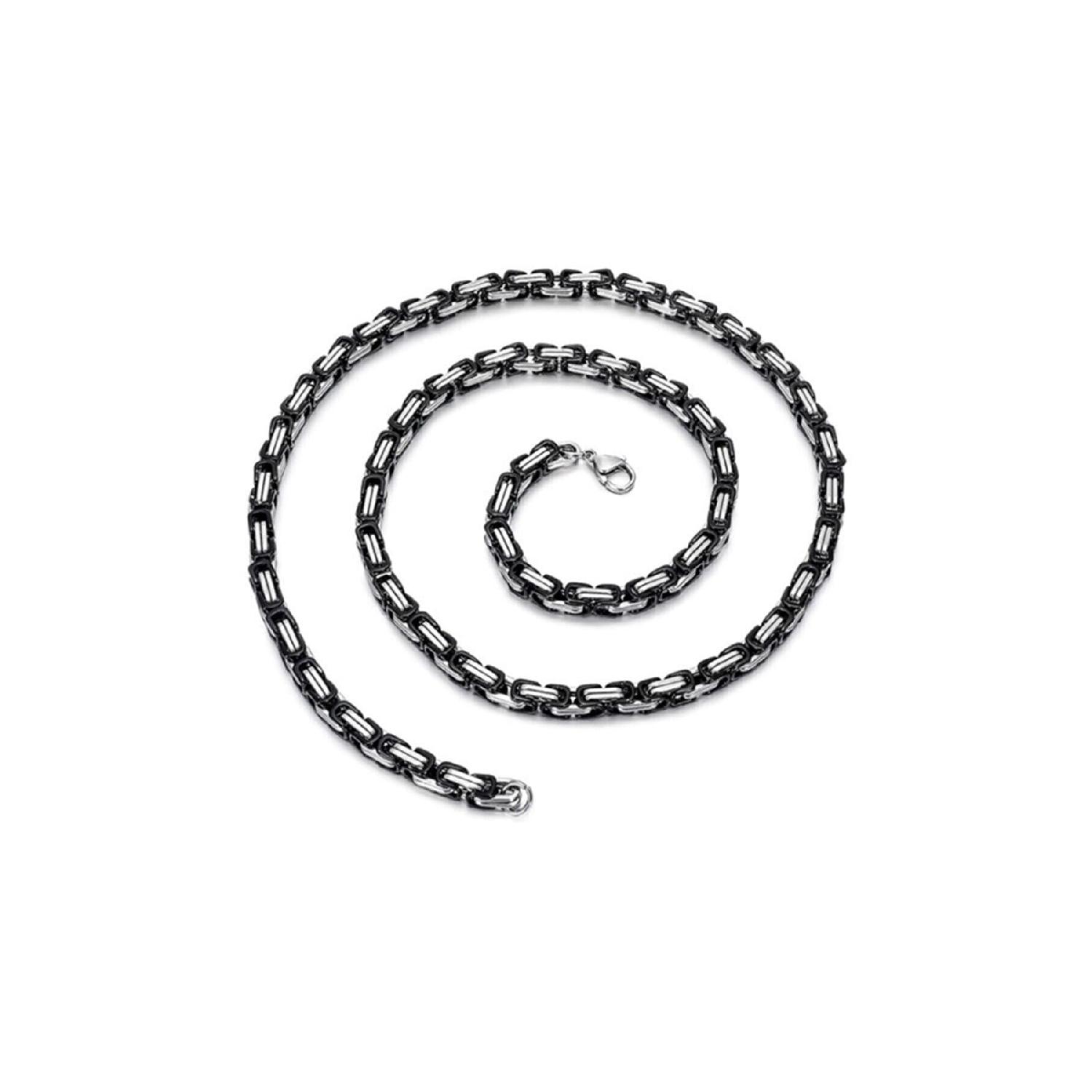 

Чоловічий сріблясто-чорний двоколірний сталевий королівський ланцюжок 5 мм срібний