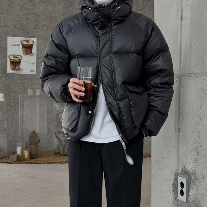 Workwear Hooded Down Jacket Men's Winter Warm Duck Down Jacket Korean Style Trendy Loose Thickened Bread Coat