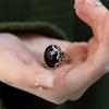 Black Rose Imitation Chalcedony Ring Women Niche Light Luxury Retro Design National Style Literature and Art National Tide
