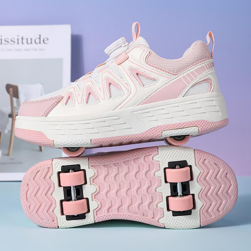 Öğrenci Paten Ayakkabıları Dönen Düğme Dört Tekerlekli Paten Paten Ayakkabıları Paten Kayma Çıkarılabilir Tekerlekli Çocuk Ayakkabıları