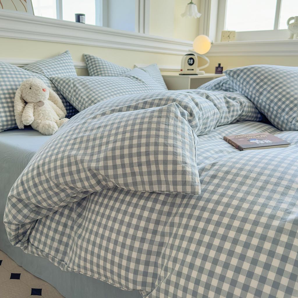 Sleepy Grid Cotton, Pure Cotton, Washed Cotton, Simple Striped Single Duvet Cover