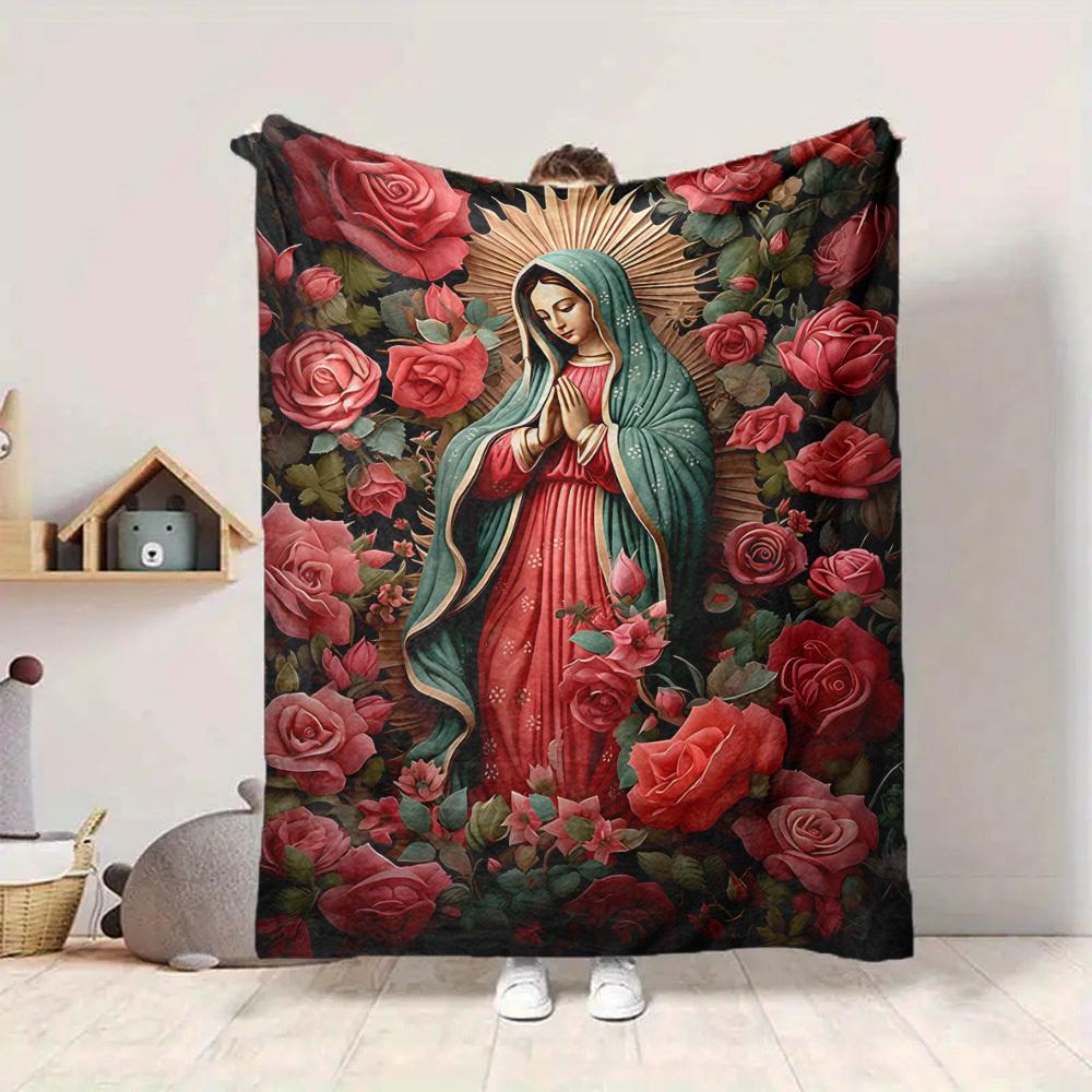 1pc Virgin Mary Blanket - Lightweight Flannel Fleece with Digital Printing, Soft Warm for Sofa, Travel, Camping, Office yy251018301