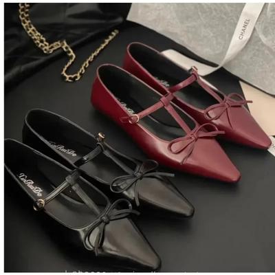 Scarpe Estive a Tacco Basso Versatili Punta Appuntita Scarpe da Donna Calzature Fiocco Autunno Sneaker Casual Nuovo Abito Farfalla Autunno
