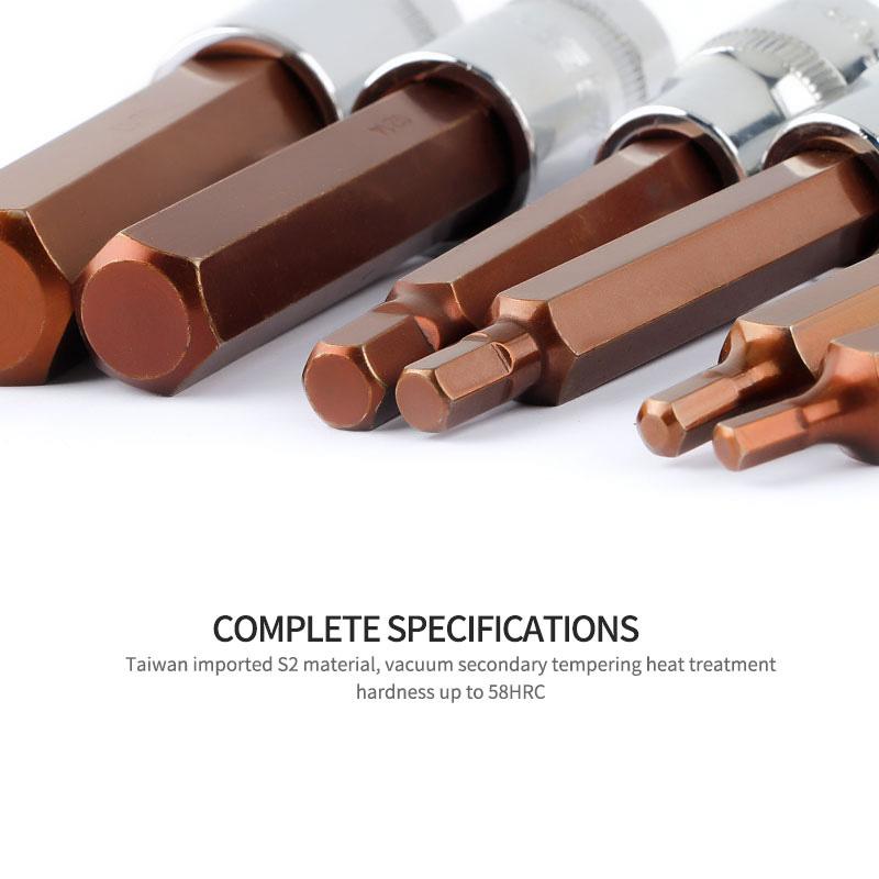 15PCS 1/2‘ Drive Hex Bit Sockets H4/5/6/7/8/10/12 Metric Screwdriver Bit Sockets Hand Tool Socket Joint Hexagonal