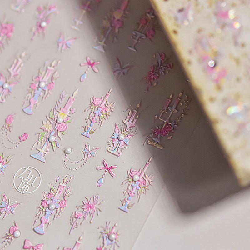 

Bright Crystal Butterfly Candlestick Nail Art Sticker Tomoni Relief Internet Celebrity Ins Best Selling 5D Dream Nail Sticker Decoration Embossed Butterfly Candlestick 4468